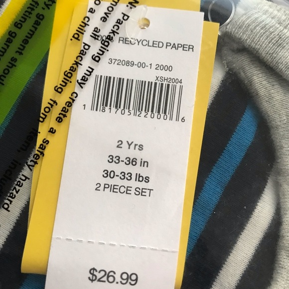 Baby Gap Pajama Set Long Sleeve Blue Stripe New - Picture 4 of 6